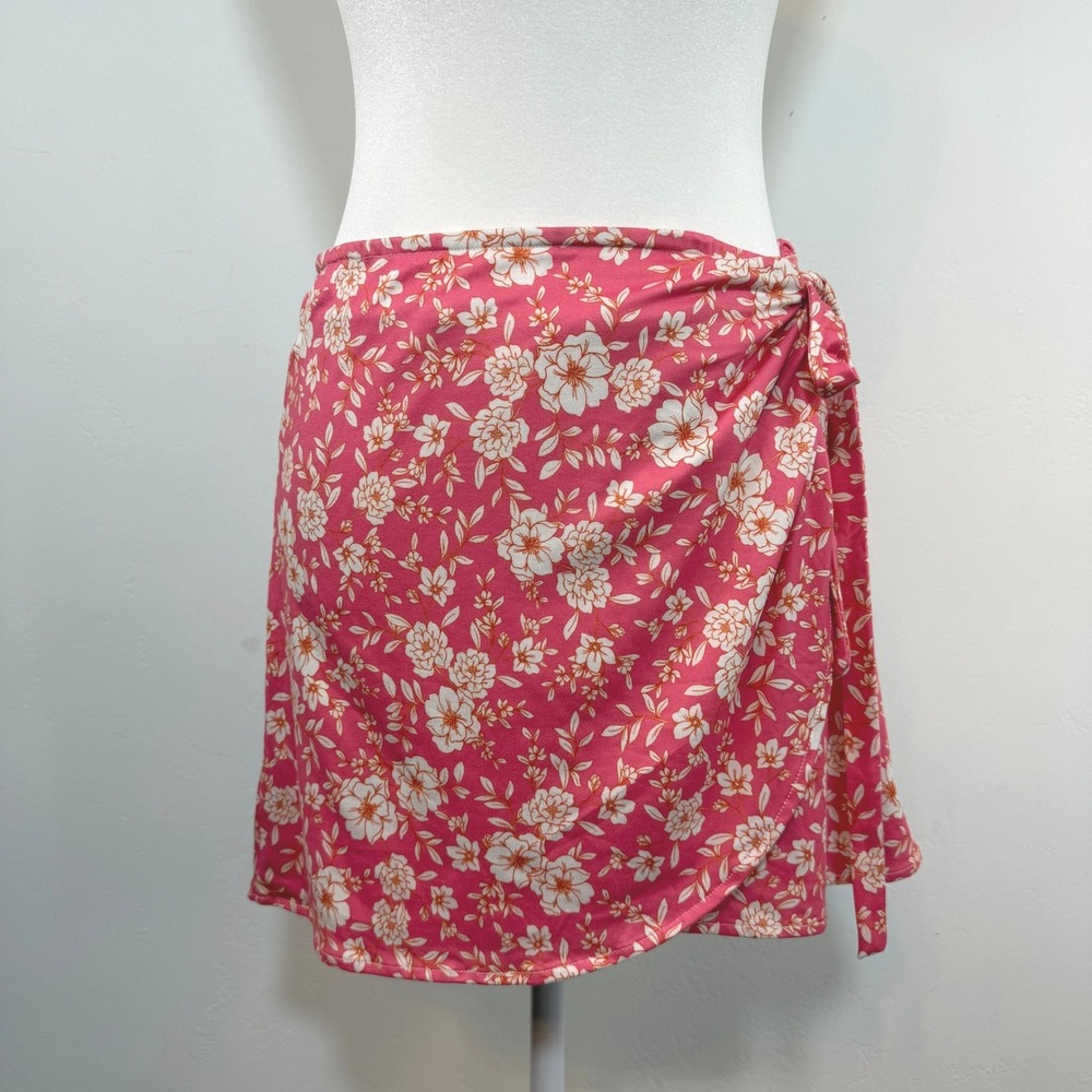 RESA‎ Revolve Floral Wrap Mini Skirt Pink Tropical Beach Vacation Cottagecore S